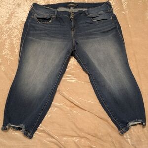 TORRID Cropped Crop Jeans Destructed Frayed Premium Blue